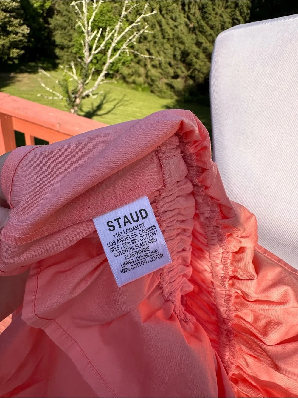 STAUD Faye Puff Sleeve Top Coral